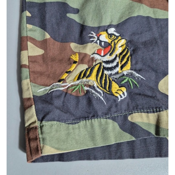 Polo Ralph Lauren Vintage Camo Cargo Shorts Embroidered Tiger Boys 18 XL - Picture 2 of 6
